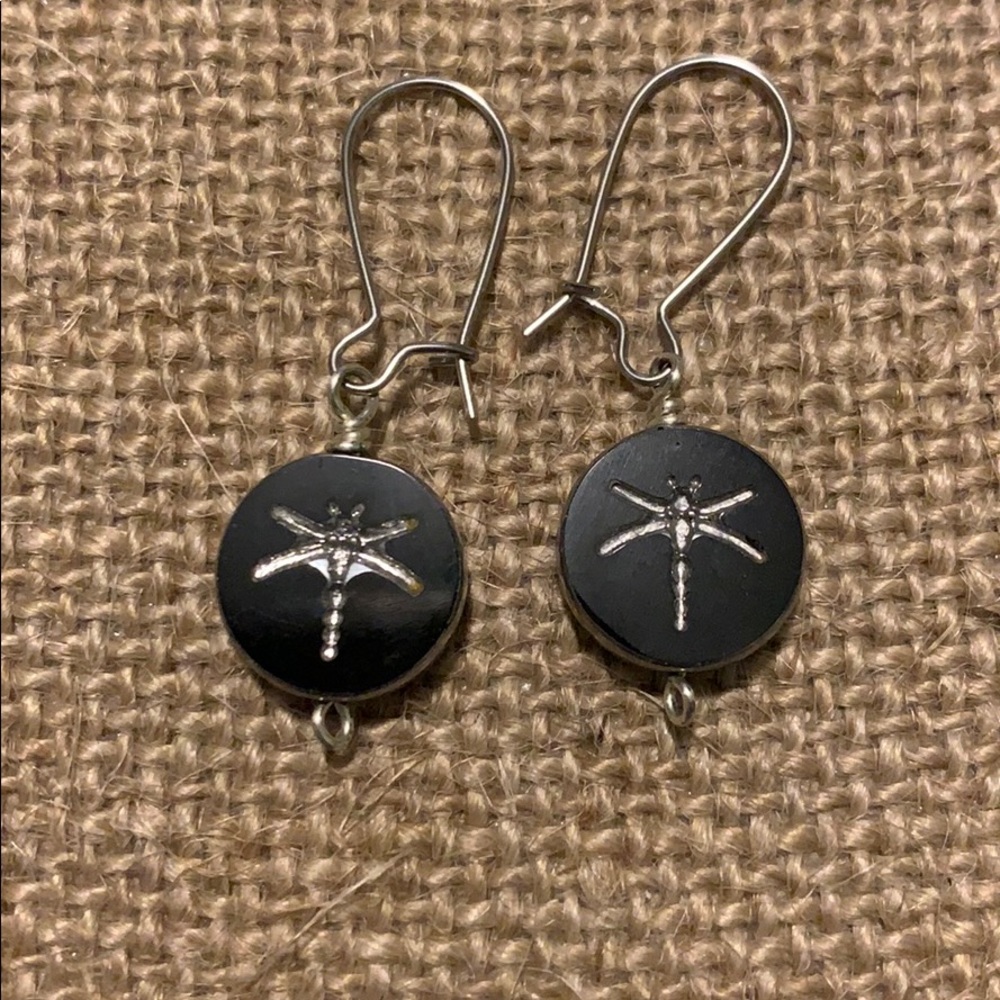 Vintage inspired glass dragonfly earrings